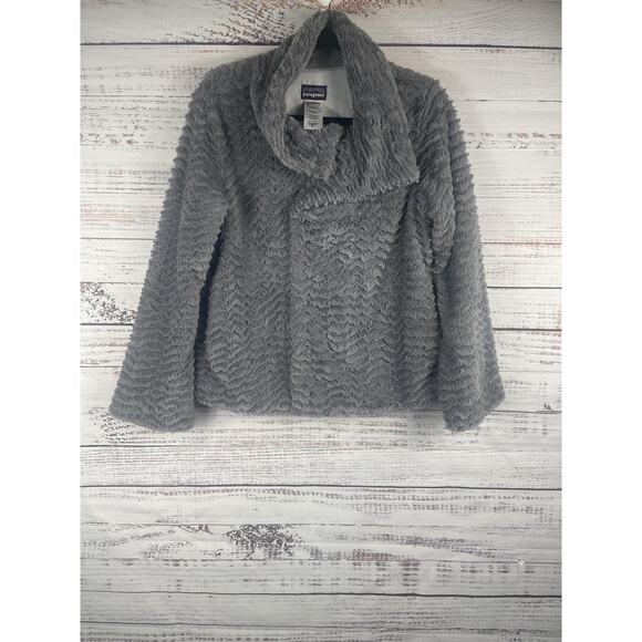 Patagonia Jackets & Blazers - Patagonia Sweater Women's Size M Fuzzy Asymmetrical Snap Collar Pullover Cozy